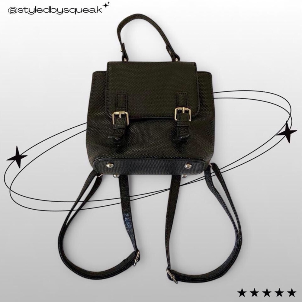 Urban Expressions Black Faux Leather Mini Backpack